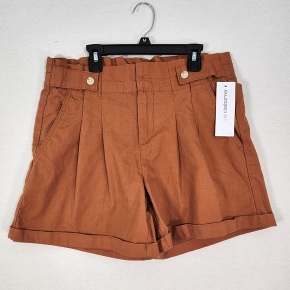 Liz Claiborne Pants - Women’s Pleated Dress Shorts Size 8 Petite High Waisted Liz Claiborne Rust Brown